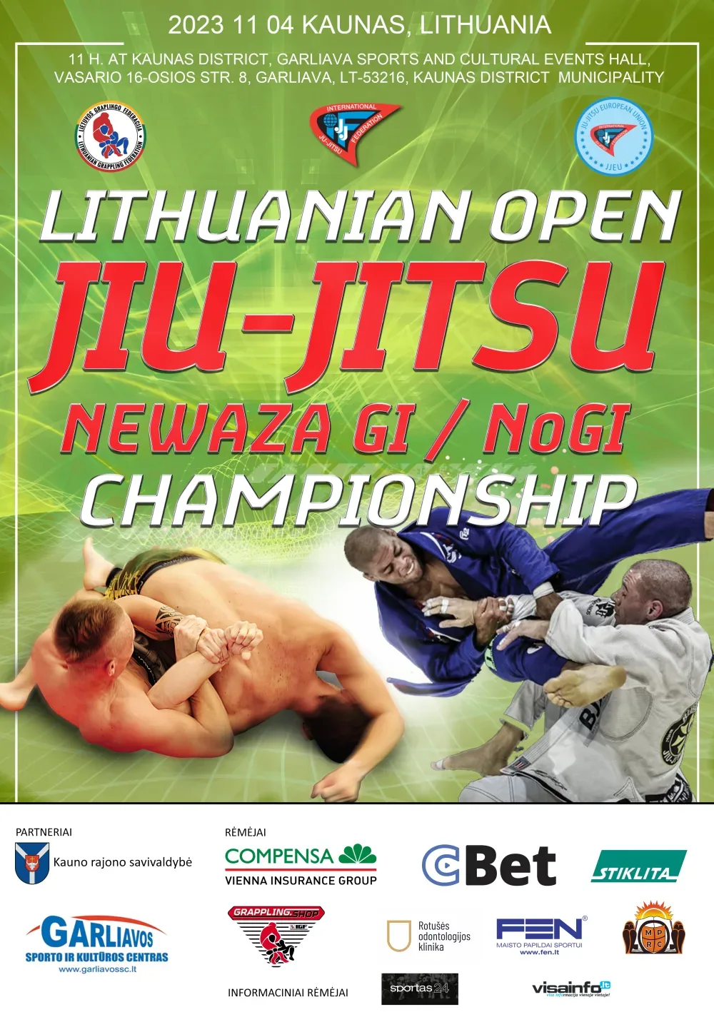 ATVIRAS LIETUVOS JIU JITSU NEWAZA GI / NoGI ČEMPIONATAS - plakatas