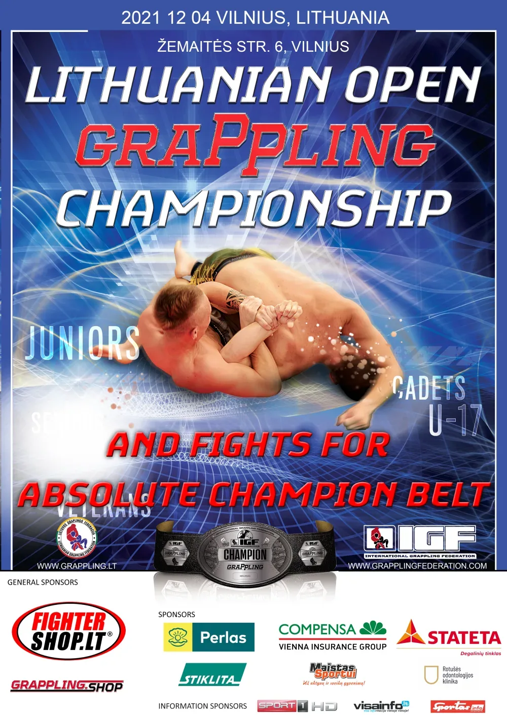 LIETUVOS ATVIRAS GRAPPLING NOGI ČEMPIONATAS IR KOVOS DĖL ABSOLIUTAUS ČEMPIONO DIRŽO - plakatas