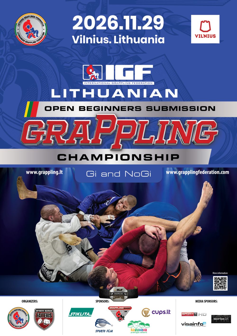LIETUVOS ATVIRAS IGF GRAPPLING GI/NOGI PRADEDANČIŲJŲ ČEMPIONATAS - plakatas