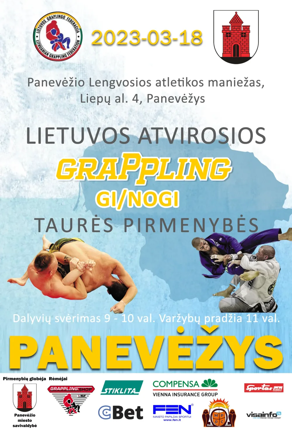 LIETUVOS ATVIROSIOS GRAPPLING GI/NOGI TAURĖS PIRMENYBĖS - plakatas