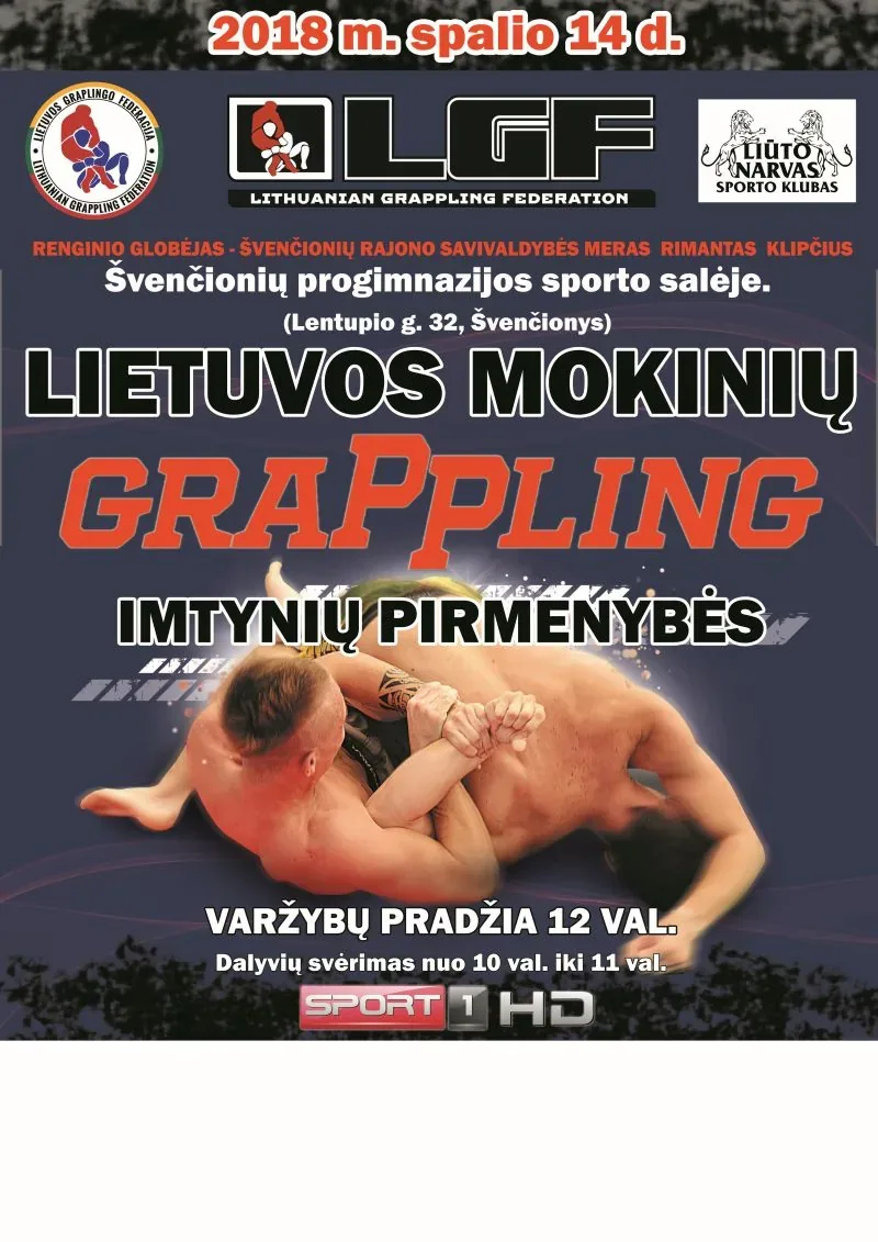 LIETUVOS MOKINIŲ GRAPPLING IMTYNIŲ PIRMENYBĖS - plakatas