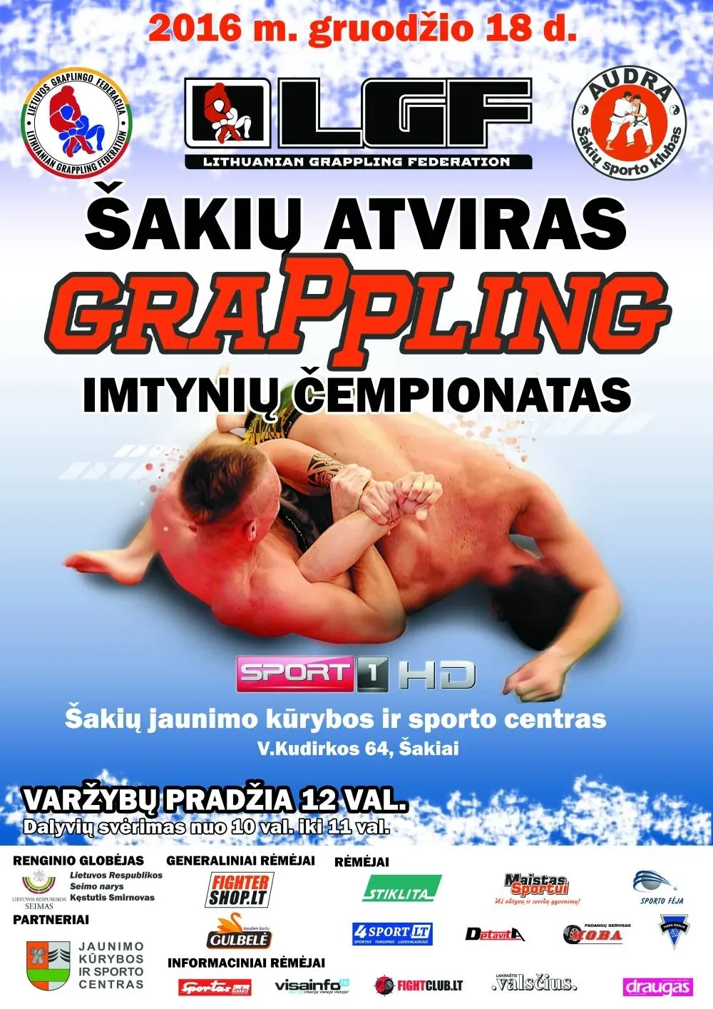 Šakių atviras grappling imtynių čempionatas - plakatas